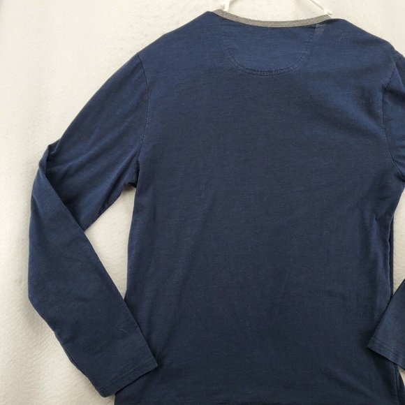 Guess Shirt Men's Long Sleeve Snap Up Henley Pullover Tee Blue Medium - Picture 11 of 12